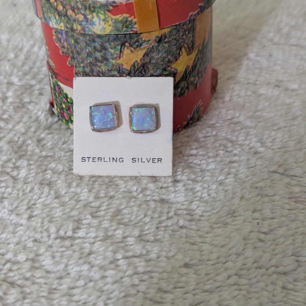 Sterling Silver Opal Earrings